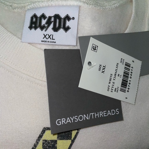AC/DC SWEATSHIRT OFF WHITE CREAM COLOR XXL NWT - Picture 3 of 3